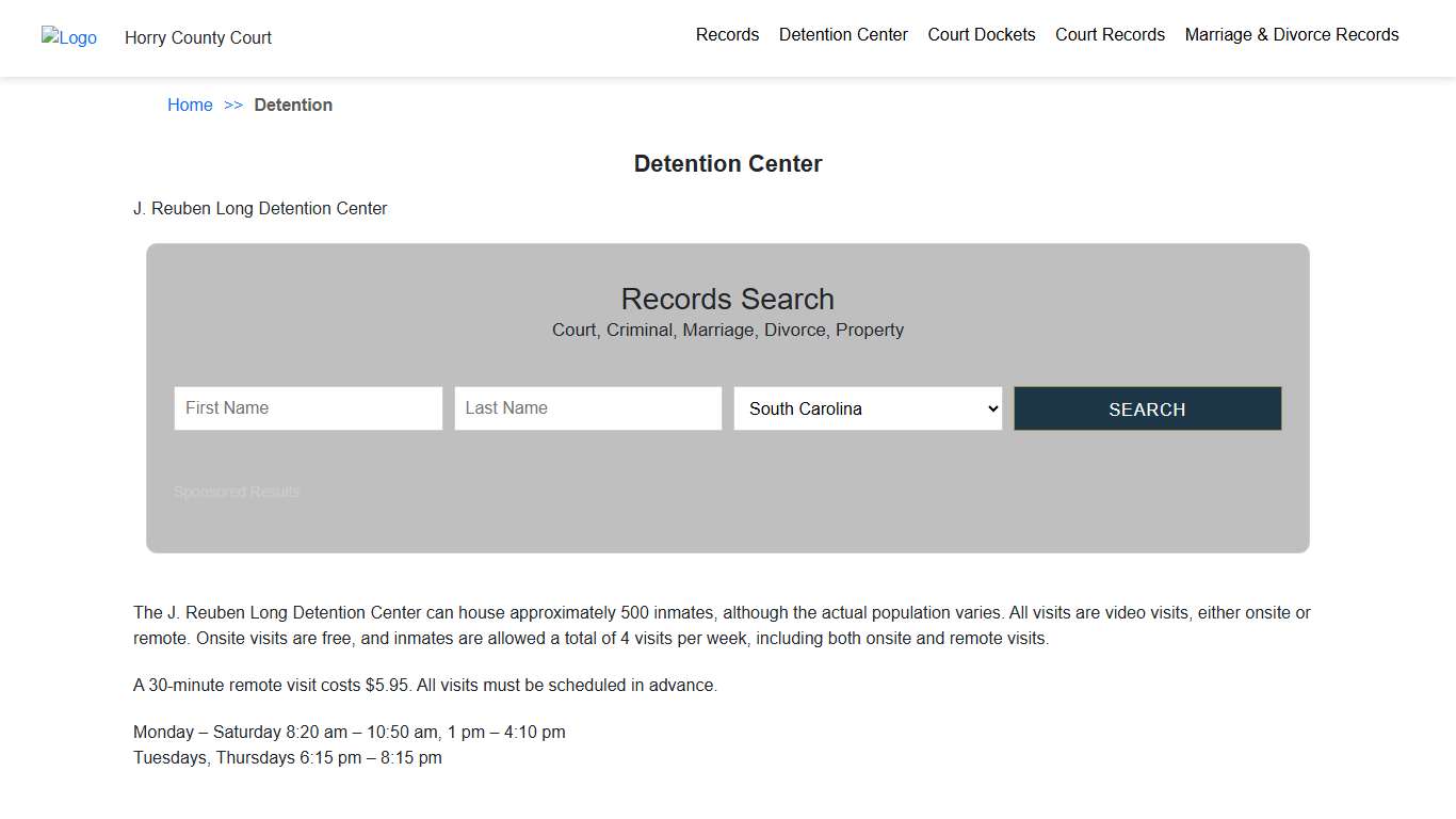 Detention Center Horry County SC Court